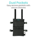 Vive Health Standard Crutch Bag, Waterproof Vinyl, Dual Pocket Organizer with Key Clip, Black