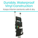 Vive Health Standard Crutch Bag, Waterproof Vinyl, Dual Pocket Organizer with Key Clip, Black