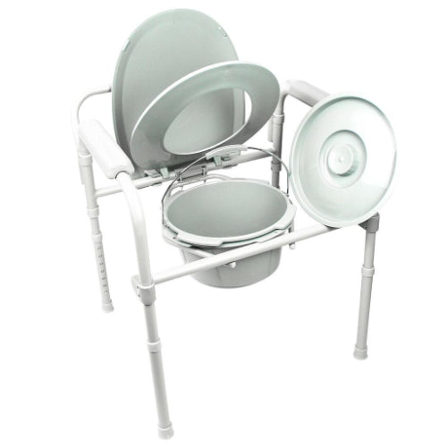 Vive Health Folding Commode, 7.5 Qt Pail W/Lid And Cover, Height Adjustable, Up To 350Lbs