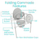 Vive Health Folding Commode, 7.5 Quarts Pail With Lid
