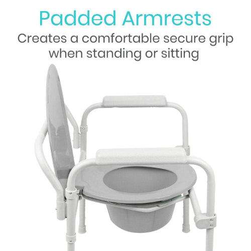 Vive Health Folding Commode, 7.5 Quarts Pail With Lid