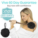 Vive Health Loofah Brush, Curved Bath Sponge for Bathing and Exfoliating, 17-Inch Long Handle, Dark