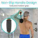 Vive Health Loofah Brush, Curved Bath Sponge for Bathing and Exfoliating, 17-Inch Long Handle, Dark