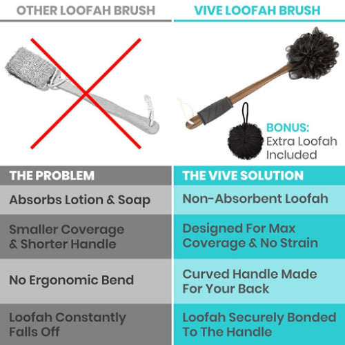 Vive Health Loofah Brush Dark