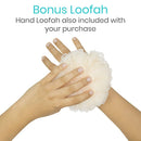 Vive Health Long Handle Loofah Brush, 17-Inch Bathing Sponge for Full Body Exfoliation