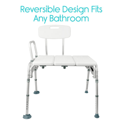 Vive Health Bathroom Transfer Bench With Back, White, Pack of 2