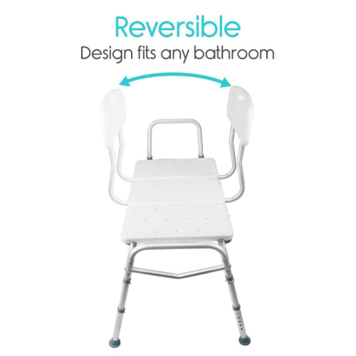 Vive Health Bathroom Transfer Bench With Back, White