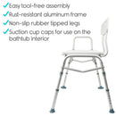 Vive Health Bathroom Transfer Bench, Adjustable Height, Non Slip and 400 Lbs Capacity for Safety