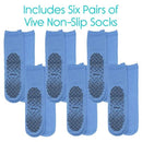 Vive Health Non-Slip Tube Socks Unisex, Tread Dots, 6 Pairs, Blue