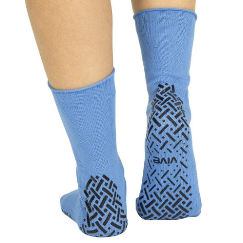 Vive Health Non-Slip Tube Socks, Unisex, Tread Dots, 6 Pairs, Blue