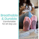 Vive Health Non-Slip Tube Socks Unisex, Tread Dots, 6 Pairs, Pink
