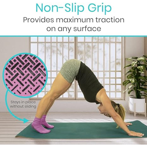 Vive Health Non-Slip Tube Socks, Unisex, Tread Dots, 6 Pairs, Pink