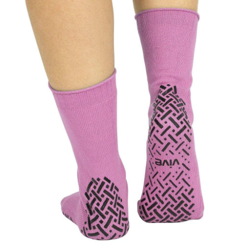 Vive Health Non-Slip Tube Socks, Unisex, Tread Dots, 6 Pairs, Pink