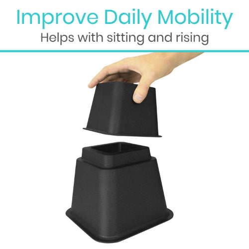 Vive Health Stackable Bed Risers, 4-3", 4-5", Durable Plastic, Nonskid
