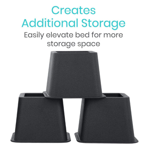 Vive Health Stackable Bed Risers, 4-3", 4-5", Durable Plastic, Nonskid