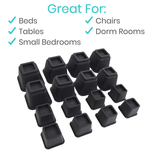 Vive Health Stackable Bed Risers, 4-3", 4-5", Durable Plastic, Nonskid