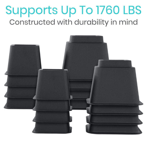 Vive Health Stackable Bed Risers, 4-3", 4-5", Durable Plastic, Nonskid