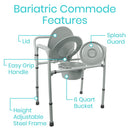 Vive Health Bariatric Commode, Adjustable Steel Frame, Splash Guard