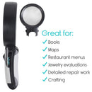 Vive Health Magnifying Glass with Light, LED Hand Held Magnifier, 5x and 10x lens