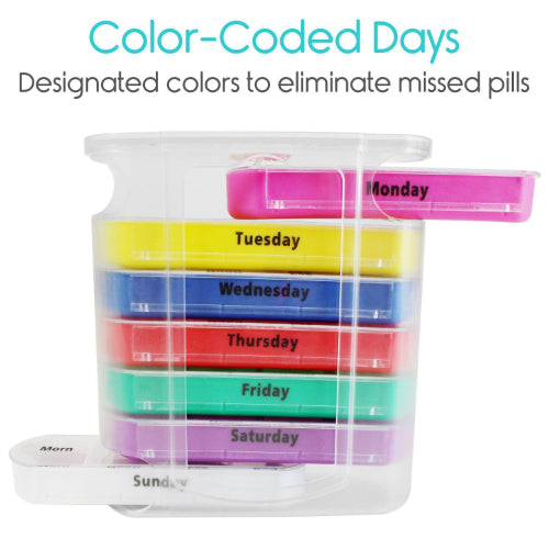 Vive Health Stackable Pill Organizer, 7 Days with 4 Sections Each