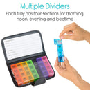 Vive Health 7-Day Travel Pill Organizer with 4 Sections and Pill Splitter, Black Leather Case