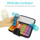 Vive Health Travel Pill Organizer, Compact Weekly Planner with 7 Sections