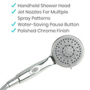 Vive Health Handheld Shower Head with 5 High Pressure Spray Settings, Pause Function, 6.5-Foot Hose