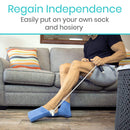 Vive Health Sock Assist Adjustable Cord Soft Foam Handles Use with Any Sock or Hosiery, White