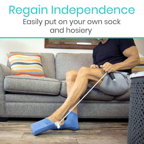 Vive Health Sock Assist, Adjustable Cord, Soft Foam Handles