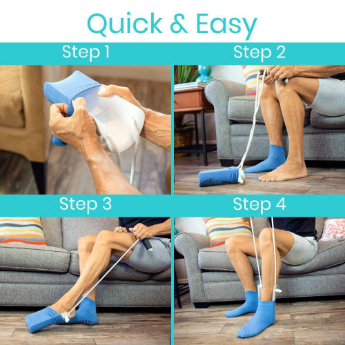 Vive Health Sock Assist, Adjustable Cord, Soft Foam Handles