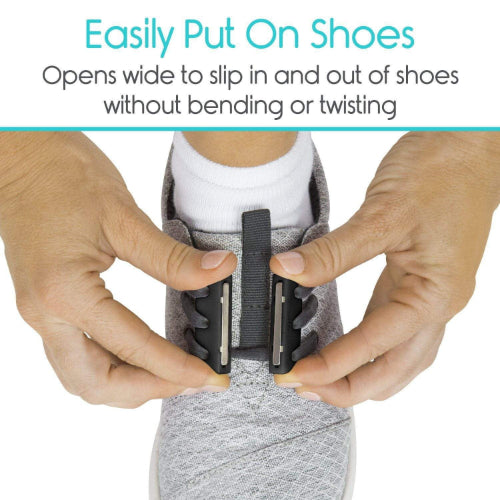 Vive Health Magnetic Shoe Closures, Two Sets With Anchor Clips, Black