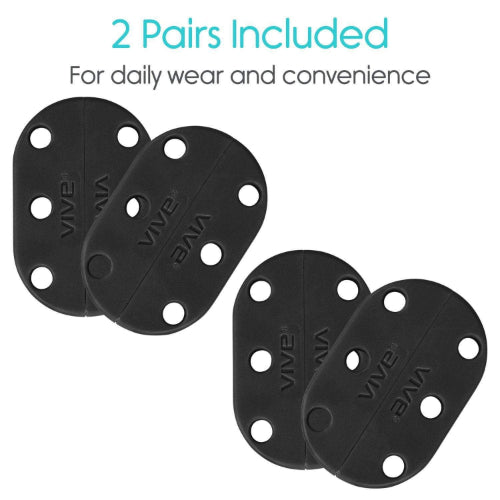Vive Health Magnetic Shoe Closures, Two Sets With Anchor Clips, Black