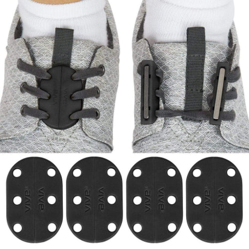 Vive Health Magnetic Shoe Closures, Two Sets With Anchor Clips, Black
