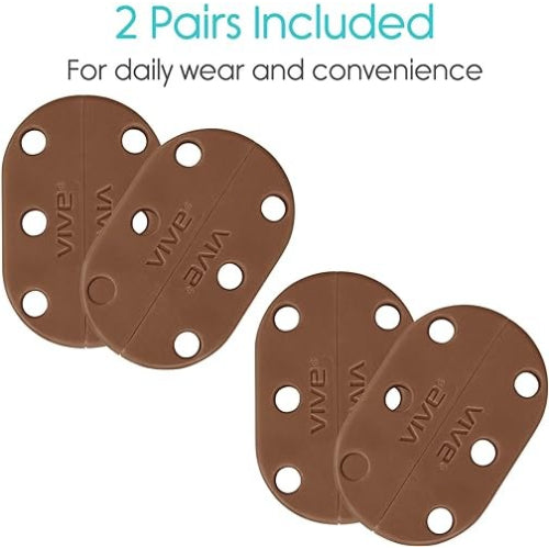 Vive Health Magnetic Shoe Closures, Two Sets With Anchor Clips, Brown