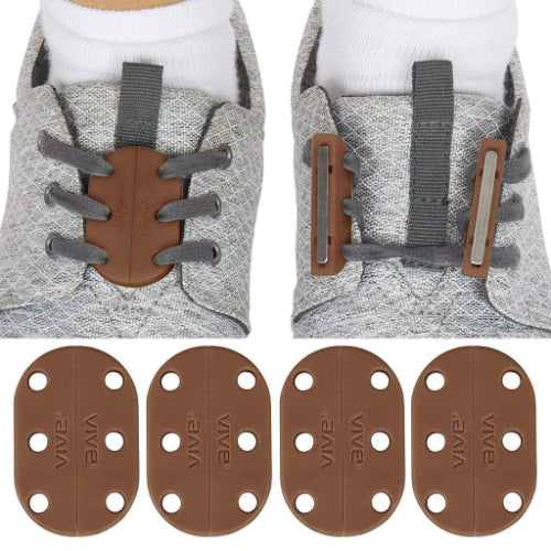 Vive Health Magnetic Shoe Closures, Two Sets With Anchor Clips, Brown