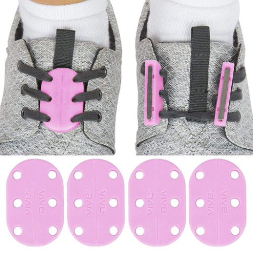 Vive Health Magnetic Shoe Closures, Any Tie Shoe, Two Sets W/Anchor Clips, Pink