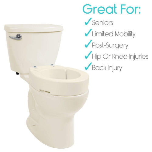 Vive Health 3.5 Inches Toilet Seat Riser – Hinged, Standard Fit
