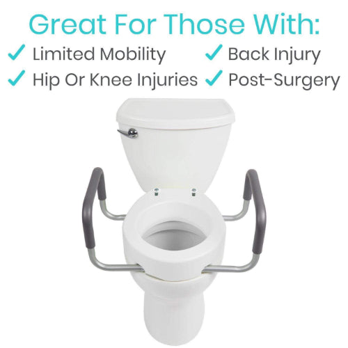 Vive Health Toilet Seat Riser with Arms, 3.5 Inches, Standard