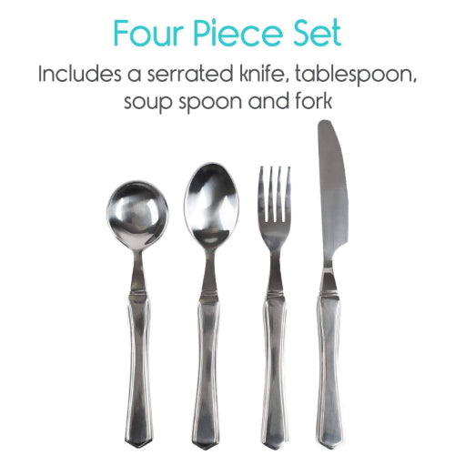Vive Health Weighted Utensil Set, Stainless Steel, Deep Spoons, 4Pc