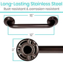 Vive Health 24-Inch Metal Grab Bar, Stainless Steel, Bronze Finish
