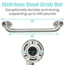 Vive Health Metal Grab Bar, Brushed Nickel, Pack of 2