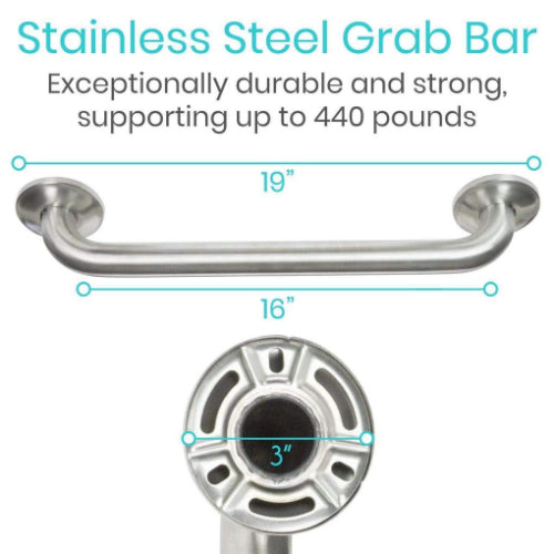 Vive Health Metal Grab Bar, Brushed Nickel, Pack of 2