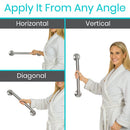 Vive Health Metal Grab Bar, 16 Inches Stainless Steel, Brushed Nickel