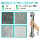 Vive Health Metal Grab Bar, 16 Inches Stainless Steel, Brushed Nickel