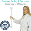 Vive Health Metal Grab Bar, White, durable stainless steel for bathroom safety and support. Moovkart
