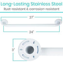 Vive Health Metal Grab Bar, White, stylish and modern design with concealed mount in any bathroom. Moovkart