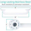 Vive Health Metal Grab Bar, 16 Inches Stainless Steel, White