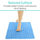 Vive Health Shower Mat, Nonslip Suction Cups, Blue, 20 X 20 Inches