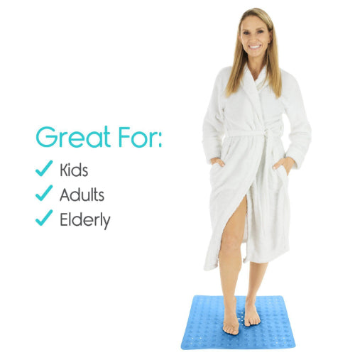 Vive Health Shower Mat, Nonslip Suction Cups, Blue, 20 X 20 Inches