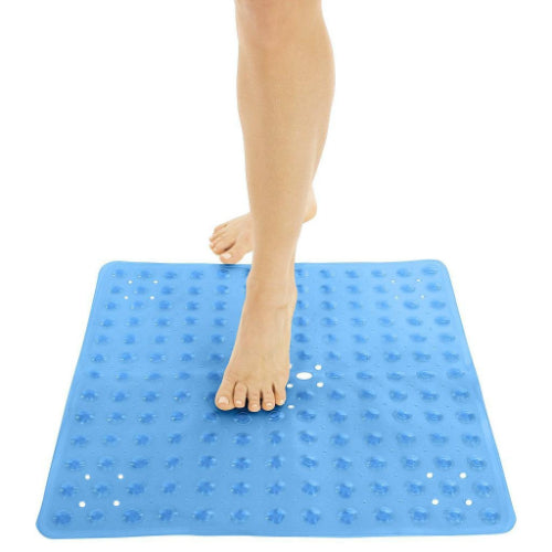 Vive Health Shower Mat, Nonslip Suction Cups, Blue, 20 X 20 Inches